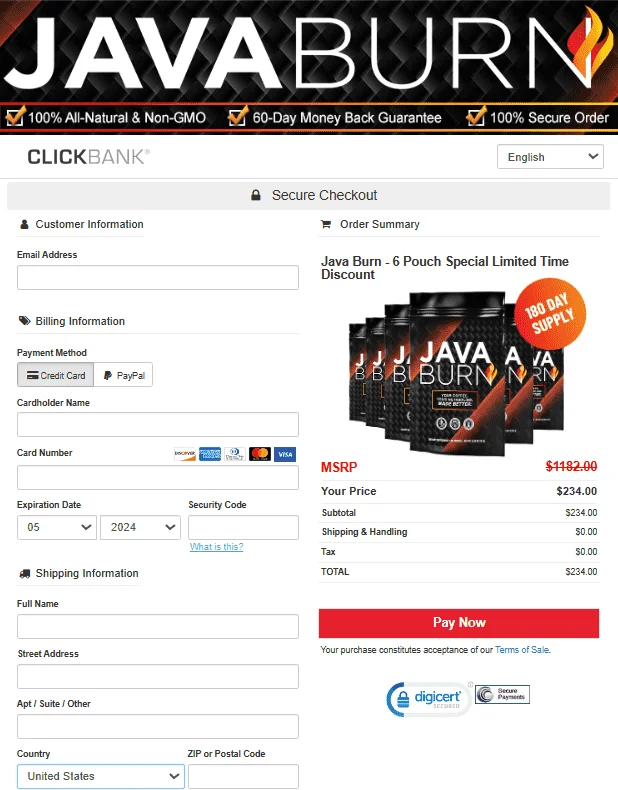 Java Burn Coffee Secure Checkout